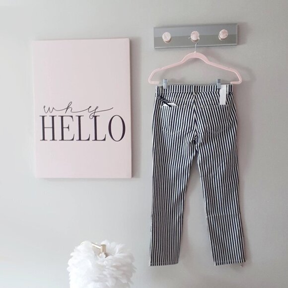 NWT Current | Elliott blue, warm white stripe skinny cropped stitch accent jeans - Picture 16 of 16